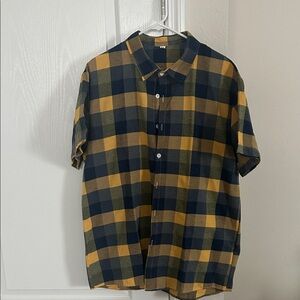 INTENTIONALLY BLANK Men's Checkered Shirt - Navy and Mustard